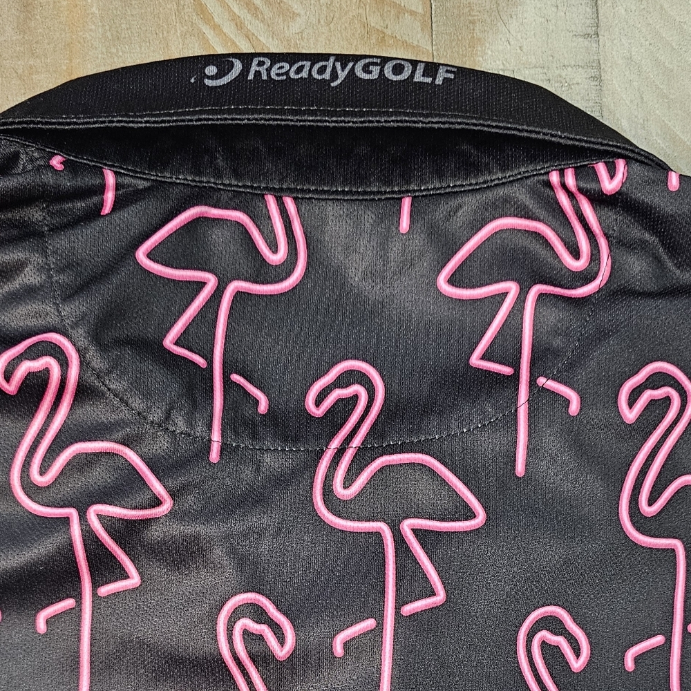 Neon Flamingos Men's Golf Polo by Ready Golf